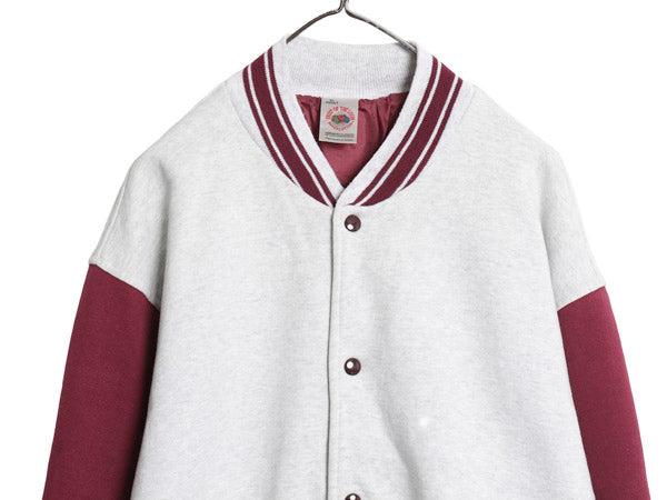 90s フルーツオブザルーム スウェット スタジャン メンズ XL オールド ジャケット ブルゾン ナイロン ライナー付き 大きいサイズ ツートン 