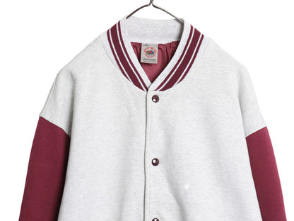 90s フルーツオブザルーム スウェット スタジャン メンズ XL オールド ジャケット ブルゾン ナイロン ライナー付き 大きいサイズ ツートン 