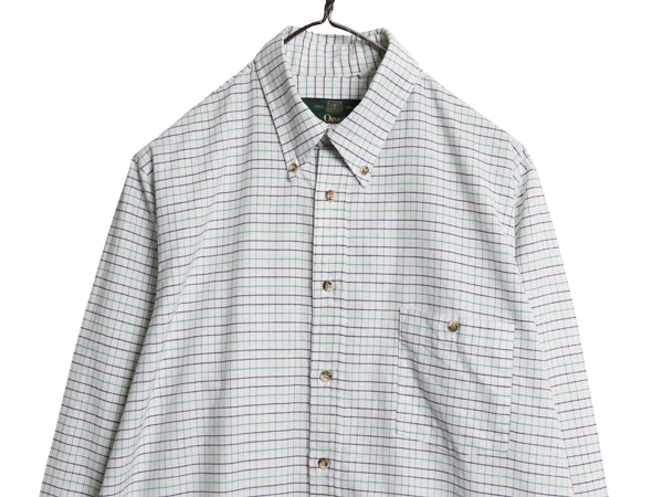 90s USA製 オービス チェック 長袖 ボタンダウン シャツ メンズ M オールド 旧タグ オックスフォード ワイシャツ 長袖シャツ カジュアル BD