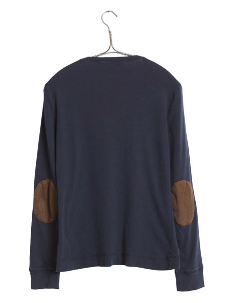ローレン ラルフローレン 長袖 Tシャツ レディース M / コットン ストレッチ カットソー 肩 ジップ エルボーパッチ プルオーバー きれいめ