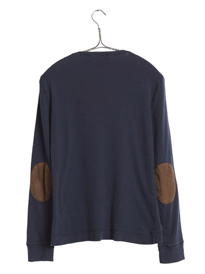 ローレン ラルフローレン 長袖 Tシャツ レディース M / コットン ストレッチ カットソー 肩 ジップ エルボーパッチ プルオーバー きれいめ