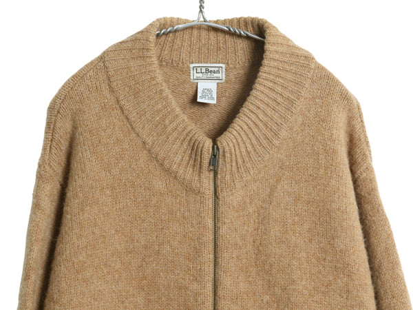 エルエルビーン フルジップ ニット セーター ジャケット メンズ XL / ドライバーズ シェットランド ウール カーディガン 大きいサイズ 無地