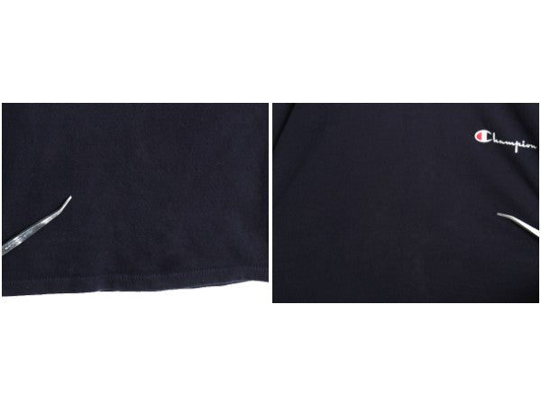 80s USA製 チャンピオン スクリプト ロゴ プリント 半袖 Tシャツ メンズ L ヴィンテージ 100% コットン シングルステッチ ワンポイント 紺
