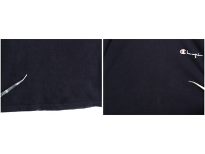 80s USA製 チャンピオン スクリプト ロゴ プリント 半袖 Tシャツ メンズ L ヴィンテージ 100% コットン シングルステッチ ワンポイント 紺