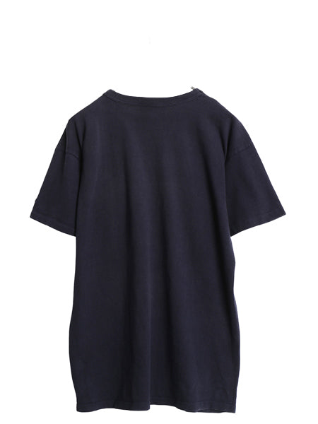 80s USA製 チャンピオン スクリプト ロゴ プリント 半袖 Tシャツ メンズ L ヴィンテージ 100% コットン シングルステッチ ワンポイント 紺