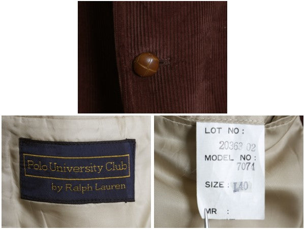 90s POLO UNIVERSITY CLUB ラルフローレン 太畝 コーデュロイ テーラード ジャケット メンズ M 程/ 古着 オールド ポロ ブレザー トラッド