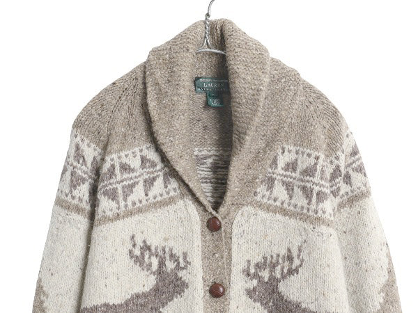 00s ローレン ラルフローレン ショールカラー ノルディック ニット カーディガン レディース L / オールド 前開き カウチン ハンドメイド