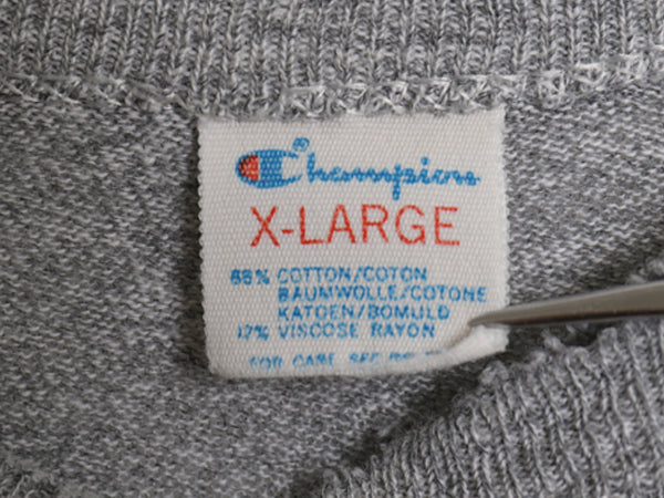 80s USA製 ★ チャンピオン 目無し 88 12 Tシャツ メンズ XL 古着 ヴィンテージ トリコタグ シングルステッチ 大きいサイズ 無地 霜降り 灰
