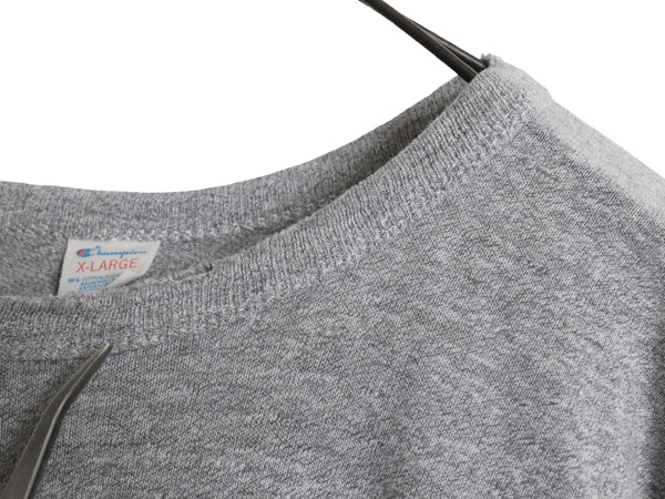 80s USA製 ★ チャンピオン 目無し 88 12 Tシャツ メンズ XL 古着 ヴィンテージ トリコタグ シングルステッチ 大きいサイズ 無地 霜降り 灰