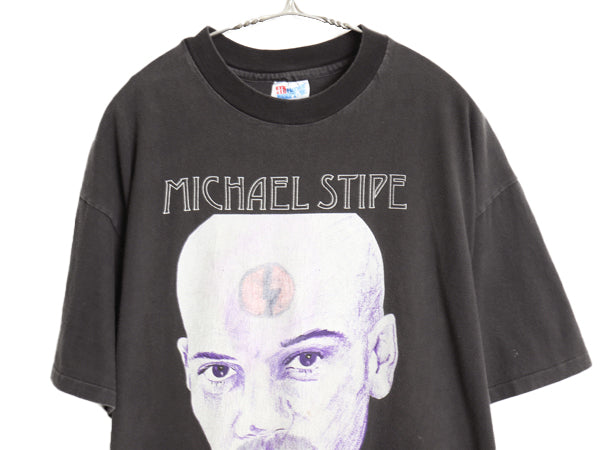 90s USA製 ★ マイケルスタイプ イラスト プリント Tシャツ メンズ XL / オールド 当時物 R.E.M. バンド ロック シングルステッチ 黒