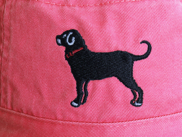 The Black Dog ドッグ 刺繍 バケット ハット キッズ フリーサイズ 子供用 帽子 コットン ワンポイント シンプル 紫外線対策 ピンク 子ども