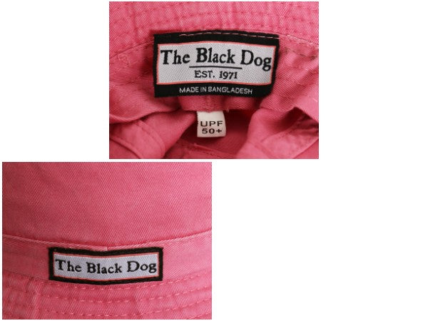 The Black Dog ドッグ 刺繍 バケット ハット キッズ フリーサイズ 子供用 帽子 コットン ワンポイント シンプル 紫外線対策 ピンク 子ども