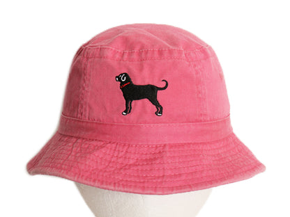 The Black Dog ドッグ 刺繍 バケット ハット キッズ フリーサイズ 子供用 帽子 コットン ワンポイント シンプル 紫外線対策 ピンク 子ども