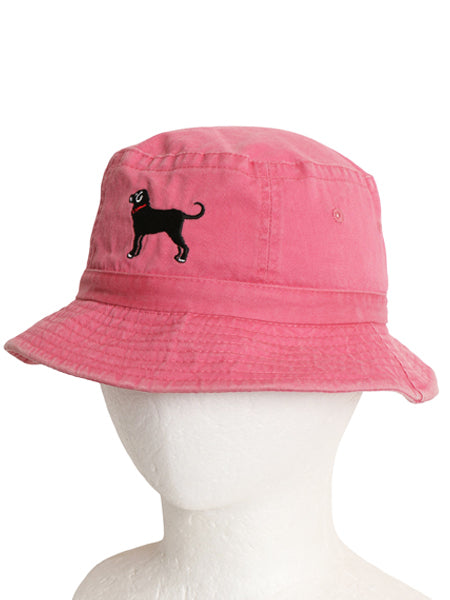 The Black Dog ドッグ 刺繍 バケット ハット キッズ フリーサイズ 子供用 帽子 コットン ワンポイント シンプル 紫外線対策 ピンク 子ども