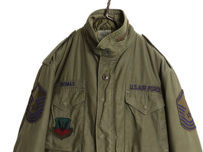 80s 米軍実物 USAF M-65 フィールド ジャケット MEDIUM REGULAR / 80年製 ヴィンテージ ミリタリー フルパッチ 3rd 軍物 中綿 ライナー付き