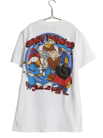 90s ワーナー キャラクター 両面 プリント Tシャツ メンズ レディース M オールド 当時物 イラスト アート シングルステッチ カットソー 白