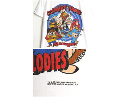 90s ワーナー キャラクター 両面 プリント Tシャツ メンズ レディース M オールド 当時物 イラスト アート シングルステッチ カットソー 白