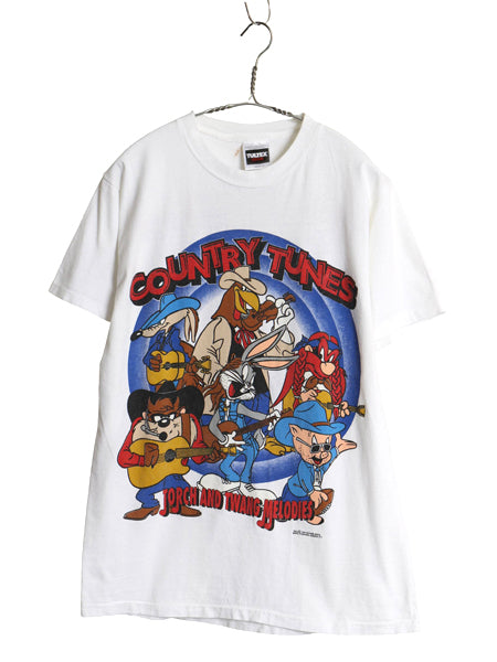 90s ワーナー キャラクター 両面 プリント Tシャツ メンズ レディース M オールド 当時物 イラスト アート シングルステッチ カットソー 白