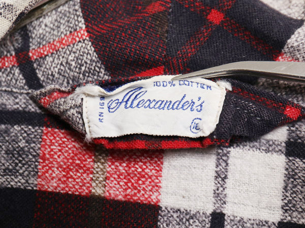60s Alexander チェック プリント フランネル ガウン コート メンズ XS レディース S 程/ ヴィンテージ ロング ローブ 羽織り ネルシャツ 