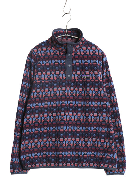 US企画 パタゴニア 総柄 マイクロD スナップT レディース М / 古着 19年製 アウトドア フリース プルオーバー ジャケット ブルゾン ロンT