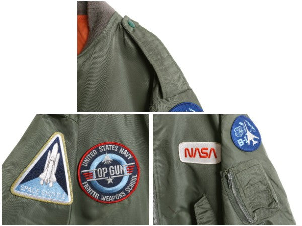 USA製 MA-1 フライト ジャケット メンズ M / 民間  L-2 エアフォース ミリタリー ボンバー ブルゾン トップガン NASA ワッペン フルジップ