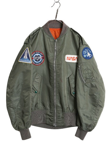 USA製 MA-1 フライト ジャケット メンズ M / 民間  L-2 エアフォース ミリタリー ボンバー ブルゾン トップガン NASA ワッペン フルジップ
