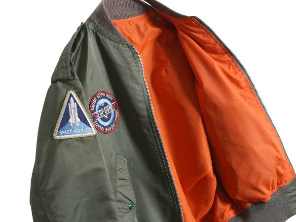 USA製 MA-1 フライト ジャケット メンズ M / 民間  L-2 エアフォース ミリタリー ボンバー ブルゾン トップガン NASA ワッペン フルジップ