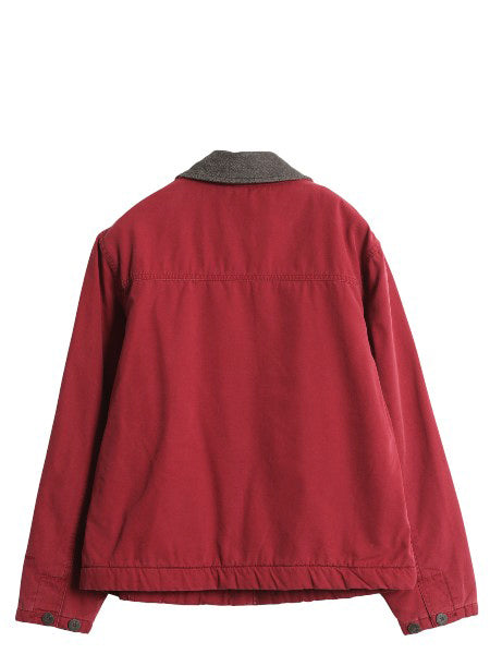 00s ウールリッチ コットン ジャケット レディース M / オールド マルチカラー ボーダー 裏 ボア パイル フリース ブルゾン ショート丈 赤