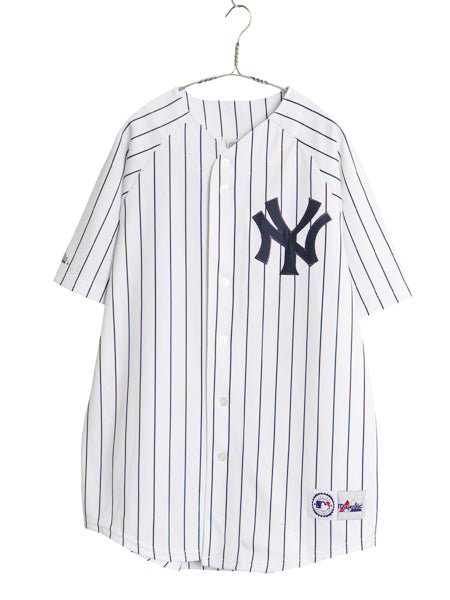 ヤンキース ベースボール シャツ メンズ XXL 程/ MLB オフィシャル マジェスティック 大リーグ ユニフォーム ジャージ 重ね着 大きいサイズ