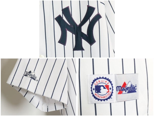 ヤンキース ベースボール シャツ メンズ XXL 程/ MLB オフィシャル マジェスティック 大リーグ ユニフォーム ジャージ 重ね着 大きいサイズ