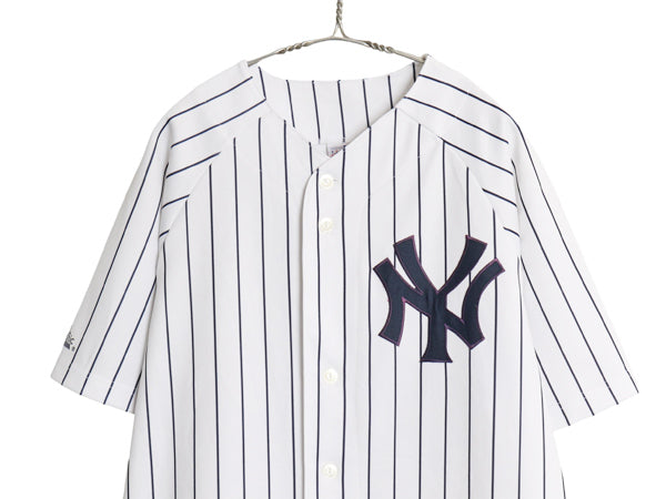 ヤンキース ベースボール シャツ メンズ XXL 程/ MLB オフィシャル マジェスティック 大リーグ ユニフォーム ジャージ 重ね着 大きいサイズ