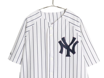 ヤンキース ベースボール シャツ メンズ XXL 程/ MLB オフィシャル マジェスティック 大リーグ ユニフォーム ジャージ 重ね着 大きいサイズ