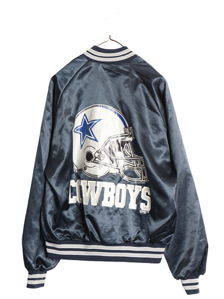 90s USA製 カウボーイズ ナイロン サテン スタジャン メンズ L / オールド NFL オフィシャル アメフト ブルゾン ジャンパー バックプリント