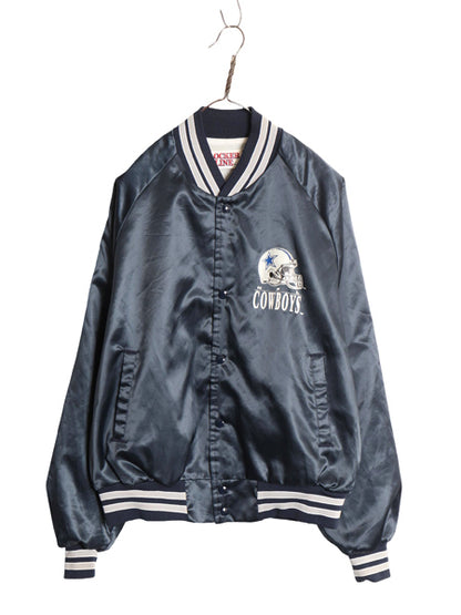 90s USA製 カウボーイズ ナイロン サテン スタジャン メンズ L / オールド NFL オフィシャル アメフト ブルゾン ジャンパー バックプリント