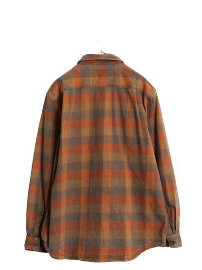 US企画 カーハート 長袖 ヘビー フランネル シャツ メンズ L / チェック LOOSE FIT ネルシャツ ワーク コットン ワンポイント マルチカラー