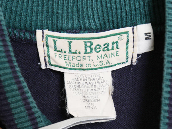 80s USA製 エルエルビーン モックネック ボーダー 長袖 Tシャツ メンズ M / ヴィンテージ アウトドア ロンT ラガーシャツ ヘビーウェイト