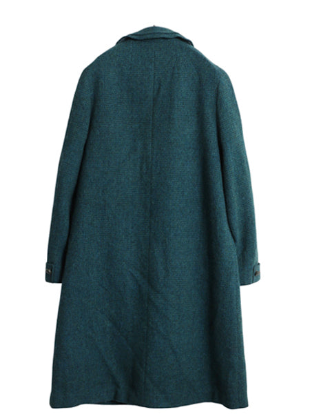 70s ハリスツイード ステンカラー コート レディース L 程 旧タグ ヴィンテージ ツイード ウール チェスター ロング バルマカーン きれいめ