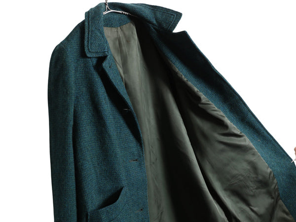 70s ハリスツイード ステンカラー コート レディース L 程 旧タグ ヴィンテージ ツイード ウール チェスター ロング バルマカーン きれいめ