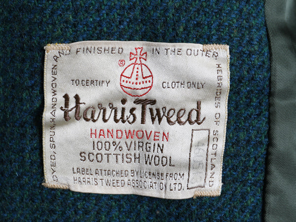 70s ハリスツイード ステンカラー コート レディース L 程 旧タグ ヴィンテージ ツイード ウール チェスター ロング バルマカーン きれいめ