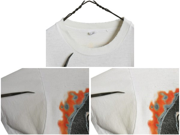 90s ★ キッス ツアー イラスト プリント Tシャツ メンズ XL / オールド 当時物 フォト バンド ロック シングルステッチ 白 大きいサイズ