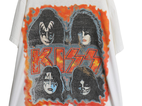 90s ★ キッス ツアー イラスト プリント Tシャツ メンズ XL / オールド 当時物 フォト バンド ロック シングルステッチ 白 大きいサイズ