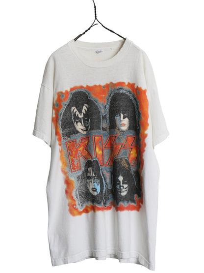 90s ★ キッス ツアー イラスト プリント Tシャツ メンズ XL / オールド 当時物 フォト バンド ロック シングルステッチ 白 大きいサイズ
