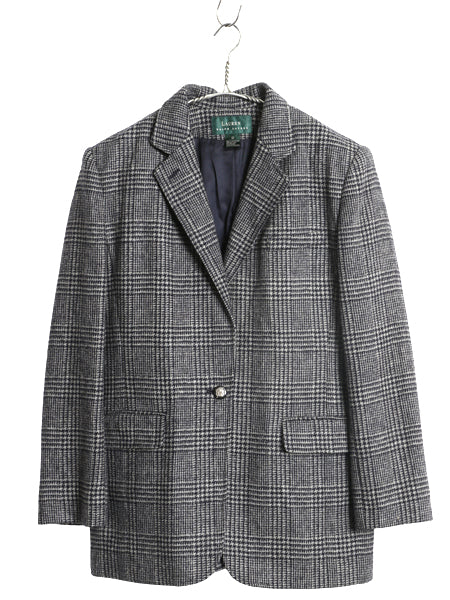 デッドストック 90s ローレン ラルフローレン ツイード テーラード ジャケット レディース XL 程/ オールド ポロ ブレザー ウール チェック