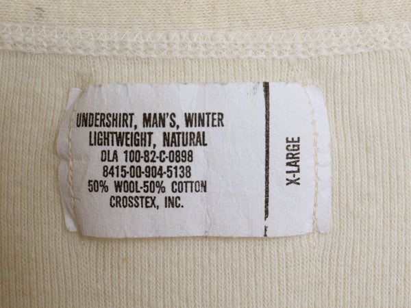 80s 米軍実物 US ARMY ヘンリーネック アンダーシャツ メンズ XL 古着 82年製 ヴィンテージ 長袖 Tシャツ サーマル リブ編み 大きいサイズ