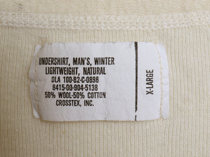 80s 米軍実物 US ARMY ヘンリーネック アンダーシャツ メンズ XL 古着 82年製 ヴィンテージ 長袖 Tシャツ サーマル リブ編み 大きいサイズ