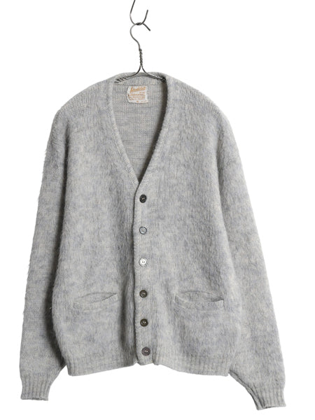 60s 70s USA製 ★ Kandahar モヘア ニット カーディガン メンズ M / ヴィンテージ アクリル セーター 毛足 シャギー 前開き グランジ 無地