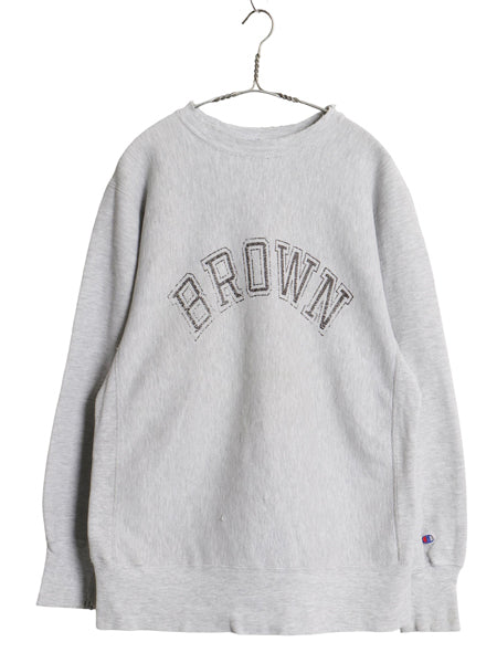 90's USA製 BROWN チャンピオン リバースウィーブ カレッジ プリント スウェット メンズ L / オールド トレーナー 雰囲気系 裏起毛 グレー