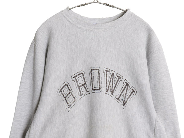 90's USA製 BROWN チャンピオン リバースウィーブ カレッジ プリント スウェット メンズ L / オールド トレーナー 雰囲気系 裏起毛 グレー