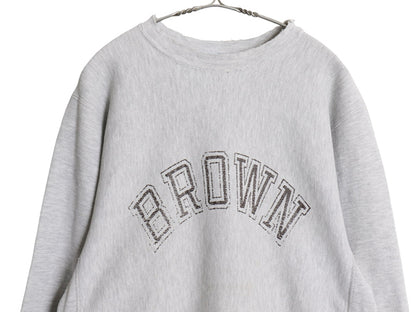 90's USA製 BROWN チャンピオン リバースウィーブ カレッジ プリント スウェット メンズ L / オールド トレーナー 雰囲気系 裏起毛 グレー