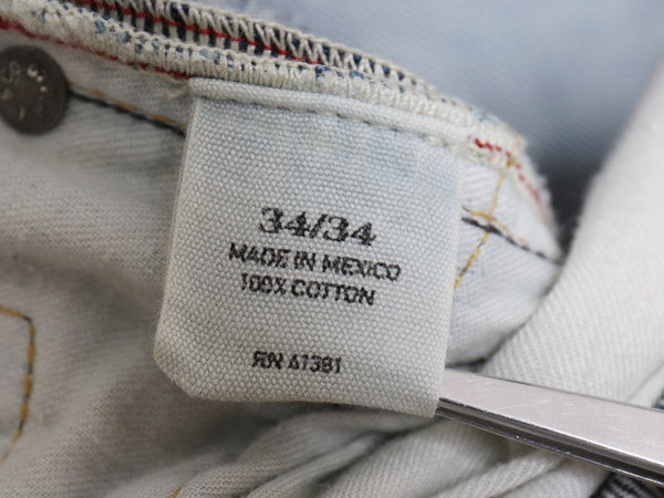 ポロ ラルフローレン デニム パンツ メンズ 34 34 / ヴィンテージ 加工 ジーンズ ジーパン ストレート ボトムス 赤耳 革パッチ セルビッチ